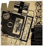 ''The 3 Stooges Moving Picture Machine'' Made by Pillsbury Farina -- Unassembled Cardboard Slide Projector Includes All 56 Slides From ''Movie Maniacs'' -- A Few Slides Damaged, Else Very Good